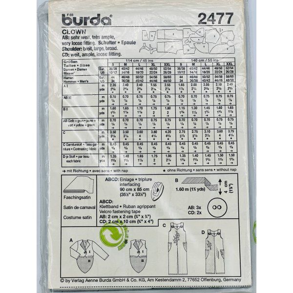 Patrón Disfraz Payasos Burda 2477 [product.brand] 2 - Tejidos Yasmina 