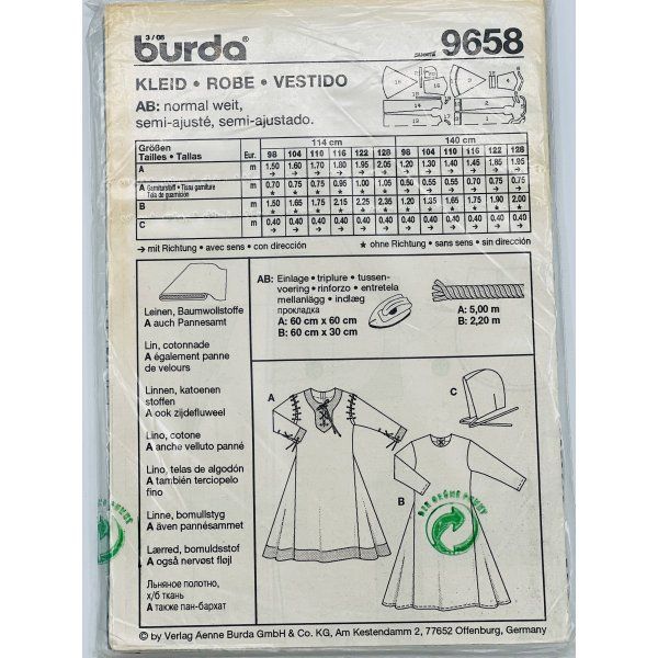 Patrón Disfraz Medieval Burda 9658 [product.brand] 2 - Tejidos Yasmina 