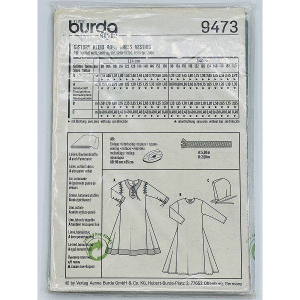 Patrón Disfraz Vestidos Medievales Burda 9473 [product.brand] 2 - Tejidos Yasmina 