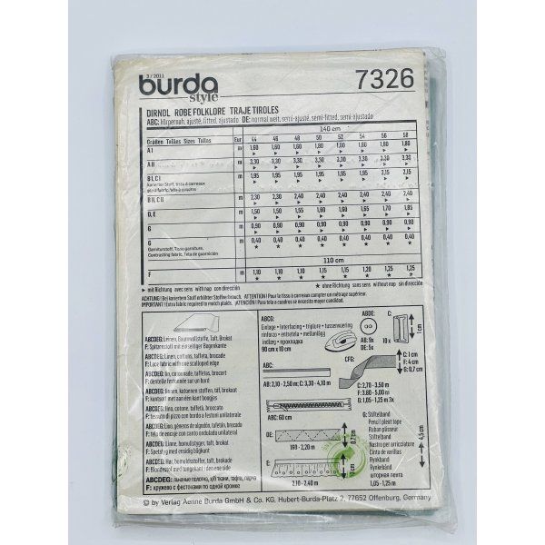 Patrón Disfraz Tirolesa Burda 7326 [product.brand] 2 - Tejidos Yasmina 