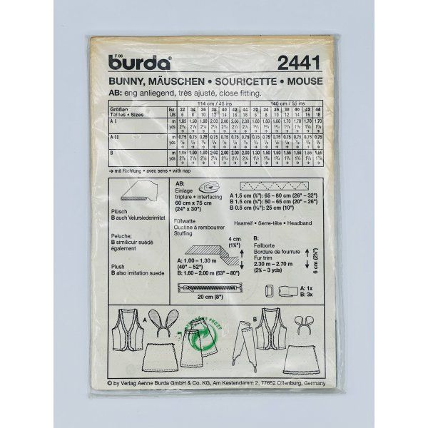 Patrón Disfraz Ratona Atractiva Burda 2441 [product.brand] 2 - Tejidos Yasmina 