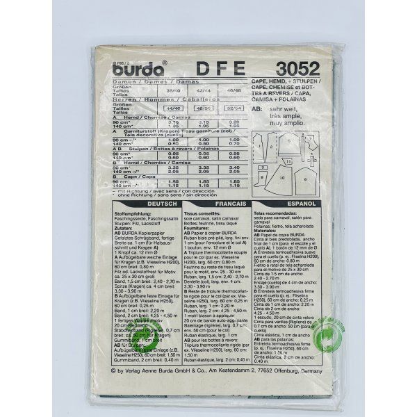 Patrón Disfraz Mosquetero Burda 3052 [product.brand] 2 - Tejidos Yasmina 