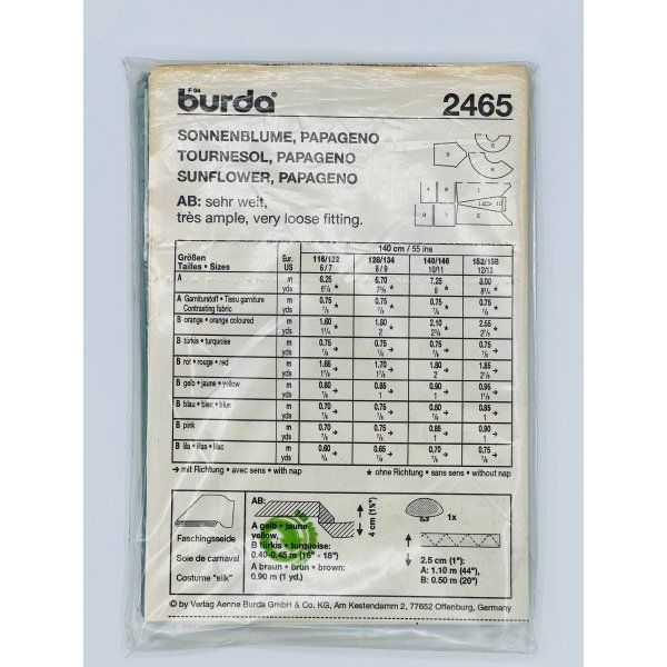 Patrón Disfraz Papageno y Giraso Burda 2465 [product.brand] 2 - Tejidos Yasmina 