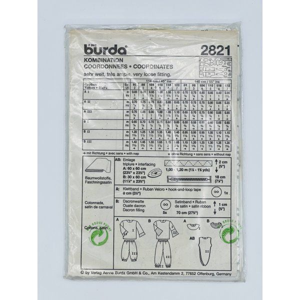 Patrón Disfraz Abeja, Mariquita Burda 2821 [product.brand] 2 - Tejidos Yasmina 