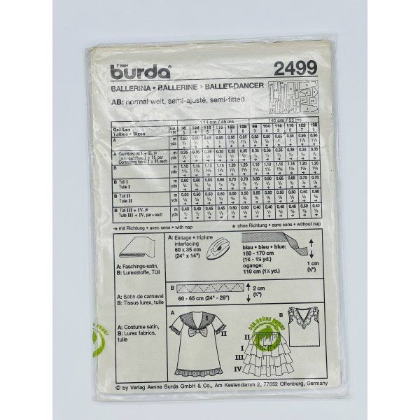 Patrón Disfraz Bailarina Burda 2499 [product.brand] 2 - Tejidos Yasmina 