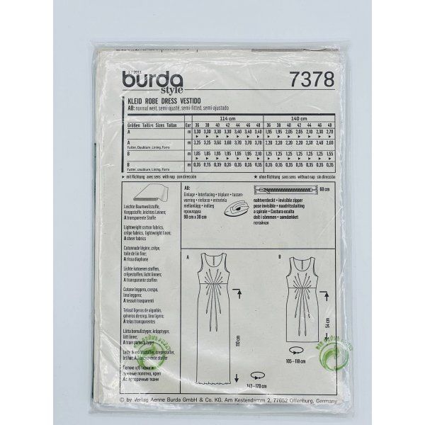 Burda 7378 [product.brand] 2 - Tejidos Yasmina 
