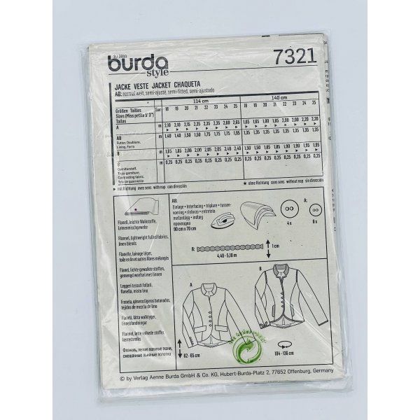 Burda 7321 [product.brand] 2 - Tejidos Yasmina 