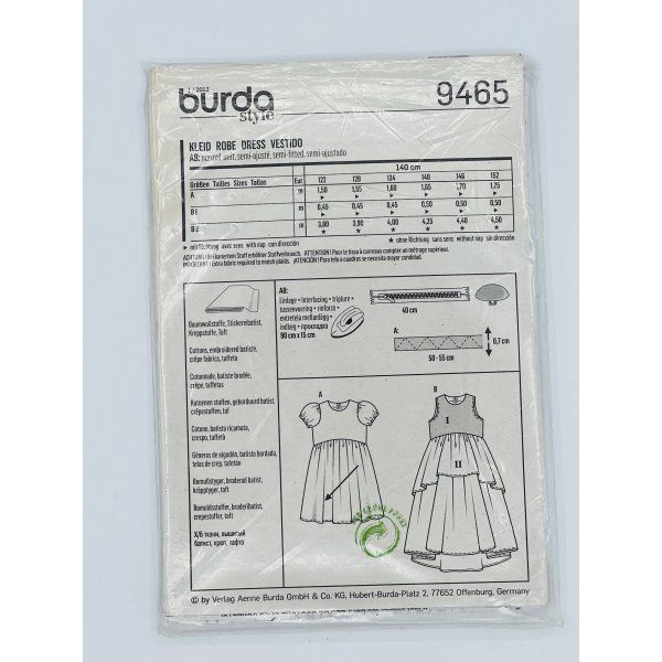 Burda 9465 [product.brand] 2 - Tejidos Yasmina 