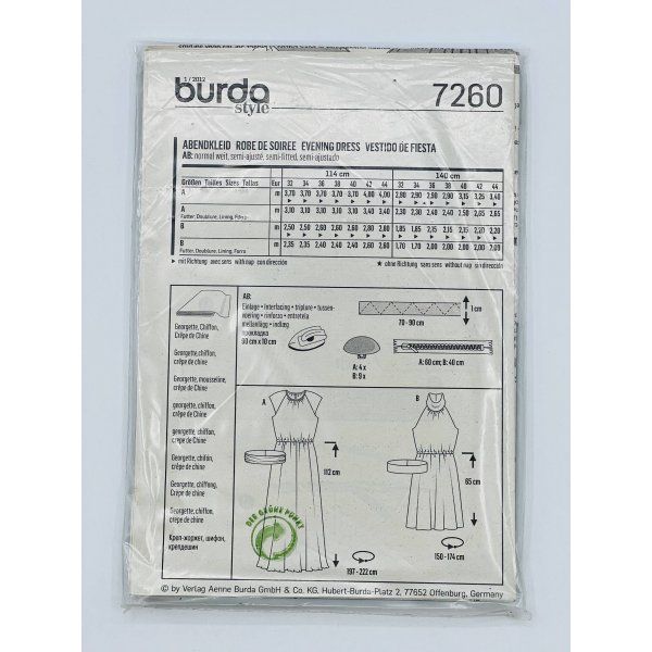 Patron Burda 7260 Vestido De Fiesta [product.brand] 2 - Tejidos Yasmina 