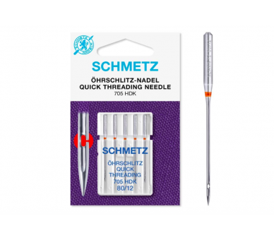 Schmetz - Agujas + Enhebrador de Agujas, Single Packet, Quick Threading 80/12 Schmetz 1 - Tejidos Yasmina 