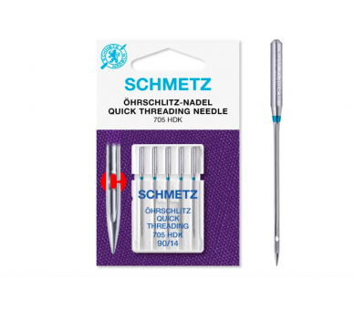 Single Packet Agujas + Enhebrador Quick Threading 90/14 - Schmetz Schmetz 2 - Tejidos Yasmina 