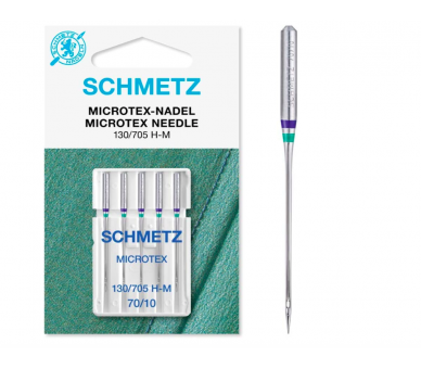 5 Agujas SCHMETZ Microtex 130/705 H-M Grosor 70/10 Schmetz 2 - Tejidos Yasmina 