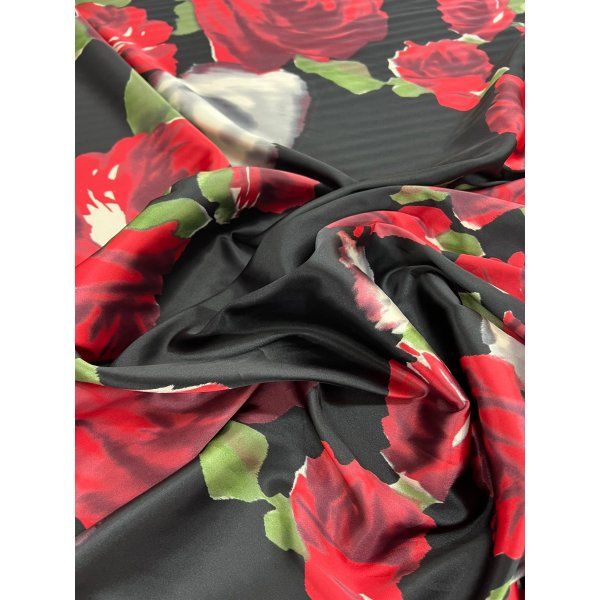 Satín Spandex Rosas Rojas [product.brand] 2 - Tejidos Yasmina 