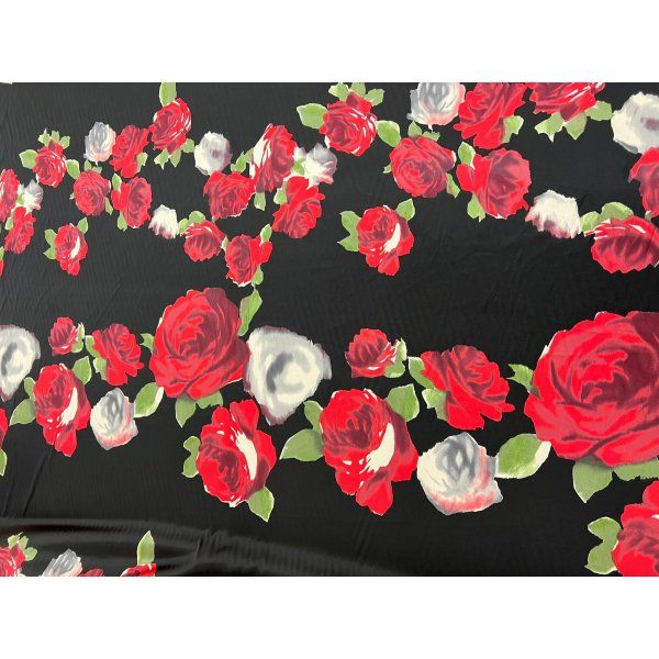 Satín Spandex Rosas Rojas [product.brand] 3 - Tejidos Yasmina 