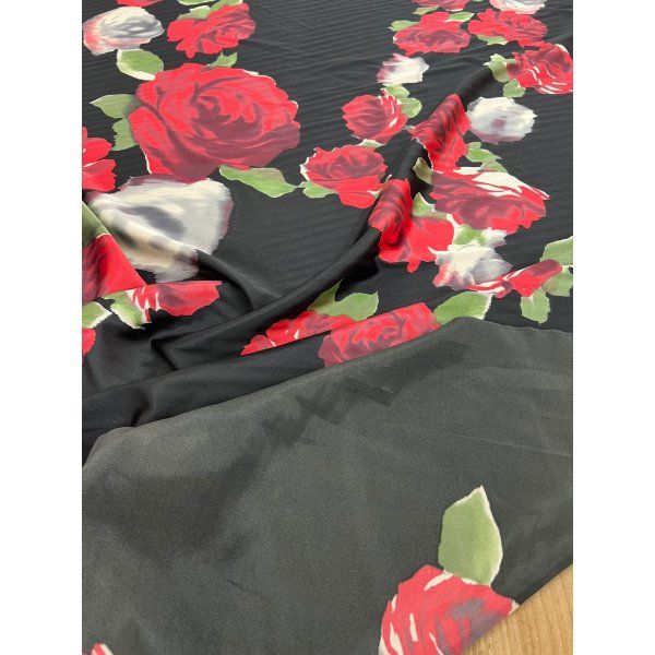 Satín Spandex Rosas Rojas [product.brand] 4 - Tejidos Yasmina 