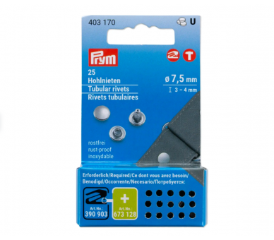 Remaches Huecos Plata 6 - 9 mm, 25 piezas - PRYM Prym 2 - Tejidos Yasmina 