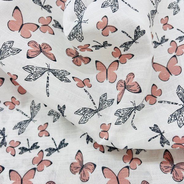 Algodón Mariposas Blush [product.brand] 2 - Tejidos Yasmina 