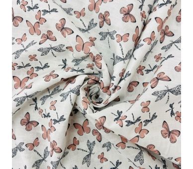 Algodón Mariposas Blush [product.brand] 1 - Tejidos Yasmina 