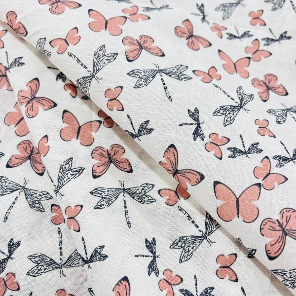 Algodón Mariposas Blush [product.brand] 3 - Tejidos Yasmina 