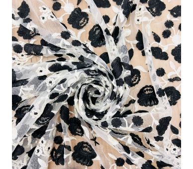 Tul Bordado Love Negro [product.brand] 1 - Tejidos Yasmina 