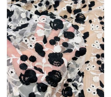 Tul Bordado Love Negro [product.brand] 6 - Tejidos Yasmina 