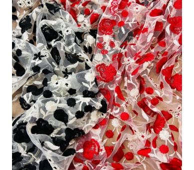 Tul Bordado Love Negro [product.brand] 8 - Tejidos Yasmina 