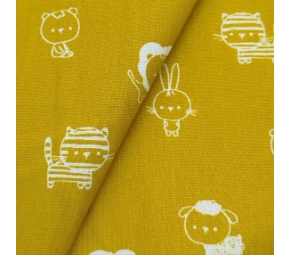 Algodón Wild Animals Mostaza [product.brand] 3 - Tejidos Yasmina 