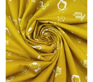 Algodón Wild Animals Mostaza [product.brand] 1 - Tejidos Yasmina 