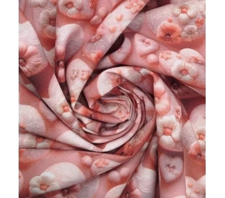Algodón 3D Flores Corazon Floral [product.brand] 1 - Tejidos Yasmina 