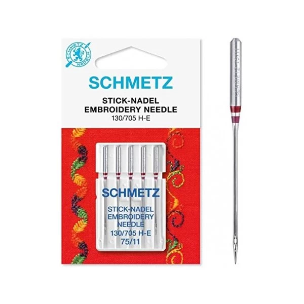 Aguja Para Bordar Schmetz 130/705 H-E 75/11 Schmetz 1 - Tejidos Yasmina 