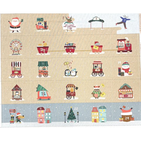 Panel Navidad Calendario de Adviento en Algodón 100%