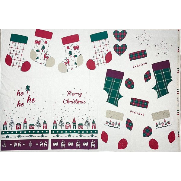 Panel Navidad Algodón Botas y Adornos 100%