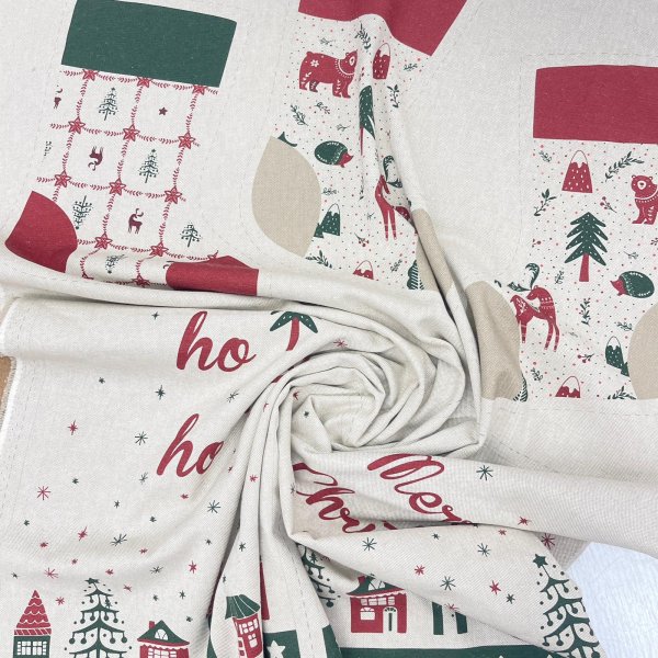 Panel Navidad Algodón Botas y Adornos 100%