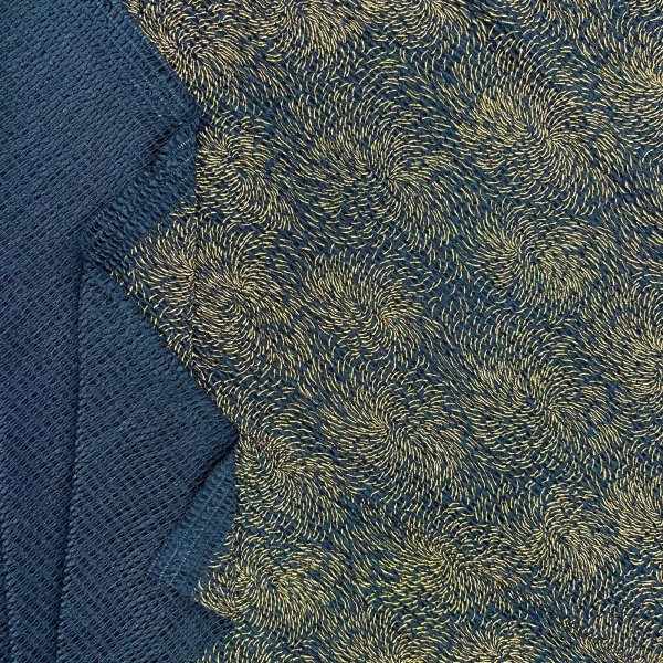 Jacquard Elástico Azul Marino con Relieve Dorado – Tejido Elegante [product.brand] 2 - Tejidos Yasmina 