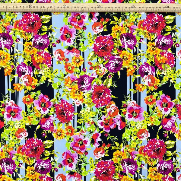 Lycra Estampada Floral con Rayas – Tejido Elástico Multicolor [product.brand] 2 - Tejidos Yasmina 