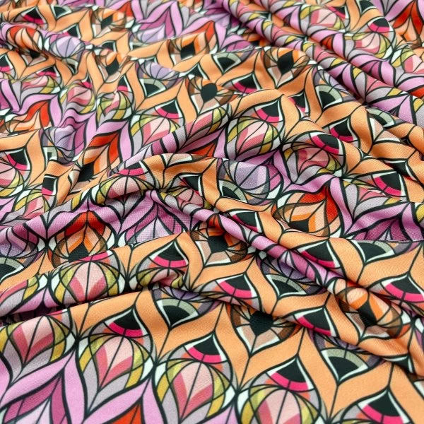 Lycra Estampada Geométrica Multicolor – Tejido Elástico Moderno