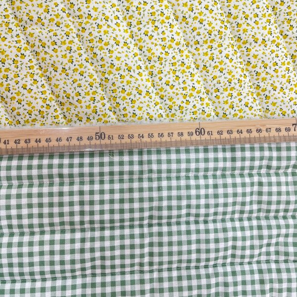 Tela acolchada “Vichy & Flores Amarillas” – Reversible 100 % algodón [product.brand] 2 - Tejidos Yasmina 