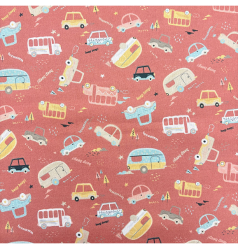 Tela Algodón Infantil Vehículos Coral [product.brand] 1 - Tejidos Yasmina 