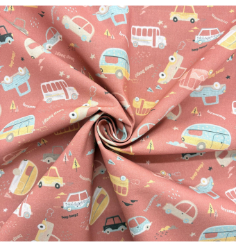 Tela Algodón Infantil Vehículos Coral [product.brand] 2 - Tejidos Yasmina 