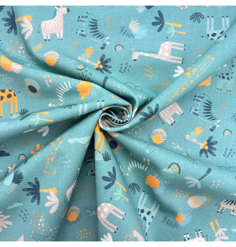 Tela Algodón Infantil Safari Animales Verde [product.brand] 1 - Tejidos Yasmina 