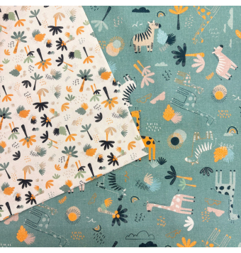 Tela Algodón Infantil Safari Animales Verde [product.brand] 3 - Tejidos Yasmina 