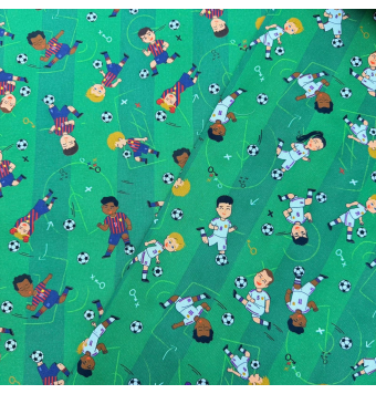 Tela Algodón Infantil Fútbol Real Madrid 150 cm – Estampado Jugadores [product.brand] 1 - Tejidos Yasmina 