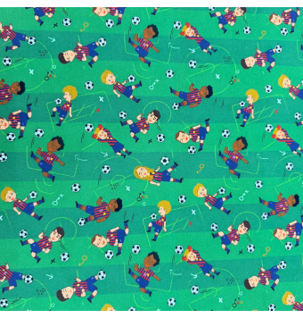 Tela Algodón Infantil Fútbol Barça 150 cm – Estampado Jugadores Niño [product.brand] 2 - Tejidos Yasmina 