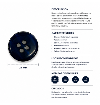 Botones Azul Marino De 24 mm [product.brand] 3 - Tejidos Yasmina 