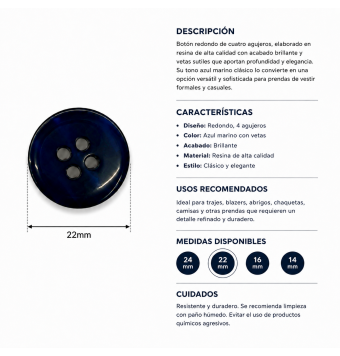 coBotones Azul Marino De 22 mm [product.brand] 4 - Tejidos Yasmina 