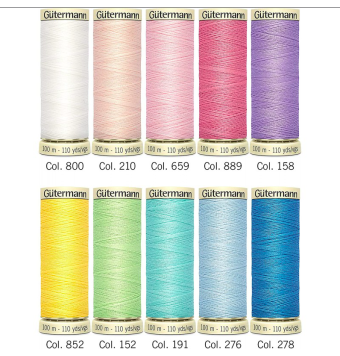 Set de 10 bobinas de hilo Gütermann Creativ 100 m – Colores pastel y básicos Gütermann 2 - Tejidos Yasmina 