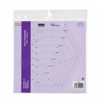 Plantilla Multi-Hexágono 2 cm a 17,5 cm para Patchwork y Quilting Ideas Costura 2 - Tejidos Yasmina 