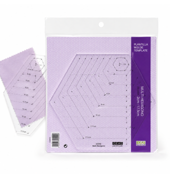 Plantilla Multi-Hexágono 2 cm a 17,5 cm para Patchwork y Quilting Ideas Costura 3 - Tejidos Yasmina 