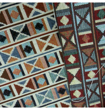 Tela de gobelino étnico en franjas multicolor 1,40 m [product.brand] 3 - Tejidos Yasmina 