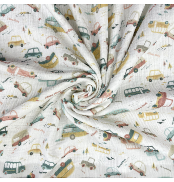 Muselina Estampada Auto world [product.brand] 1 - Tejidos Yasmina 